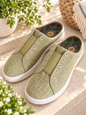 Revitalign Harmony Petal Orthotic Woven Sneaker Mules Moss Green Size 9 #96